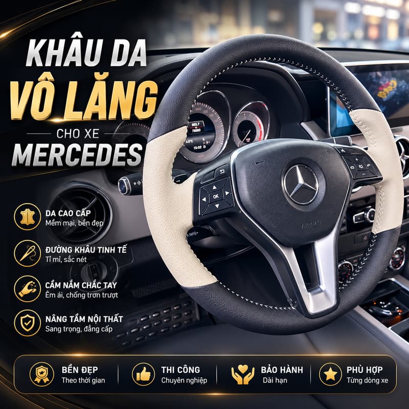 Khâu Da Vô Lăng Cho Xe Mercedes